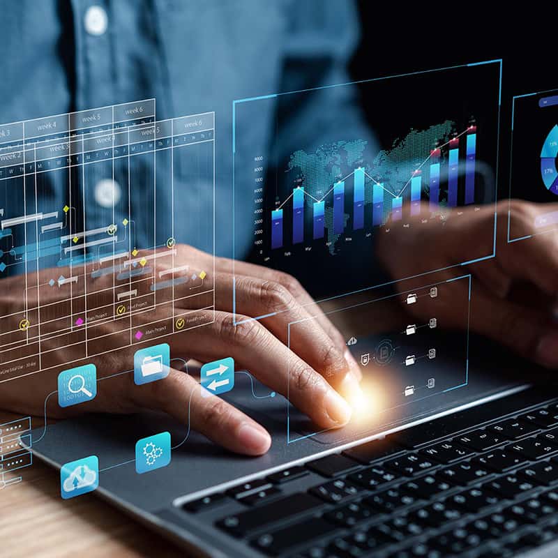 View of a person viewing analytics square